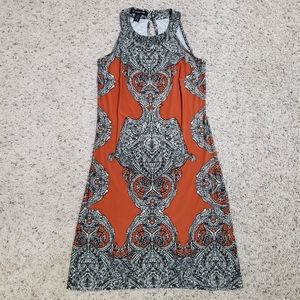Silky orange patterned summer dress size XS